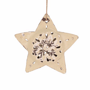 Metal Star Ornament | White , Vineworks - Vineworks Fair Trade
