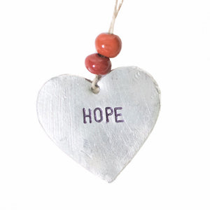 Aluminum "Hope" Heart , Vineworks - Vineworks Fair Trade