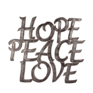"Hope, Peace, Love" | Haitian Steel Metal Drum Art , Vineworks - Vineworks Fair Trade